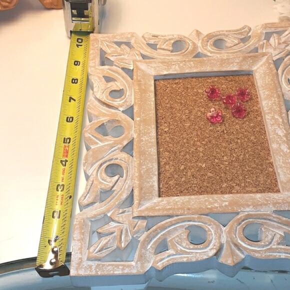 Carved White Wood Picture Frame Desk Mini Bulletin Board Push Pins Office Home - Picture 8 of 8